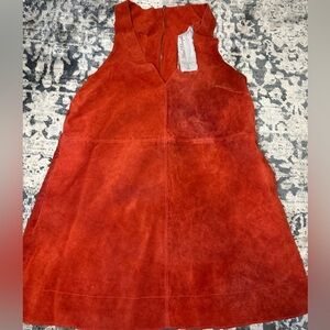Free People Auburn Red Cow Suede Mini Dress